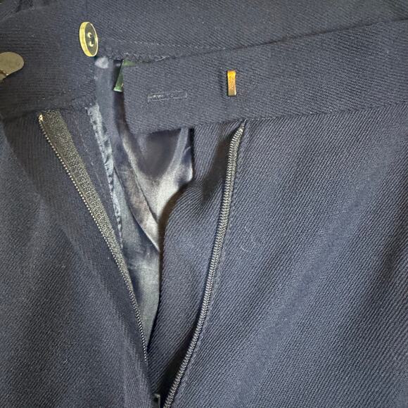 Lauren Ralph Lauren Wool Blend High Rise Dress Pant Corpcore Career Navy 4Petite - Picture 8 of 14